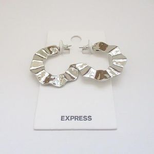 NWOT Express Silver Tone Crinkle Hoop Earrings